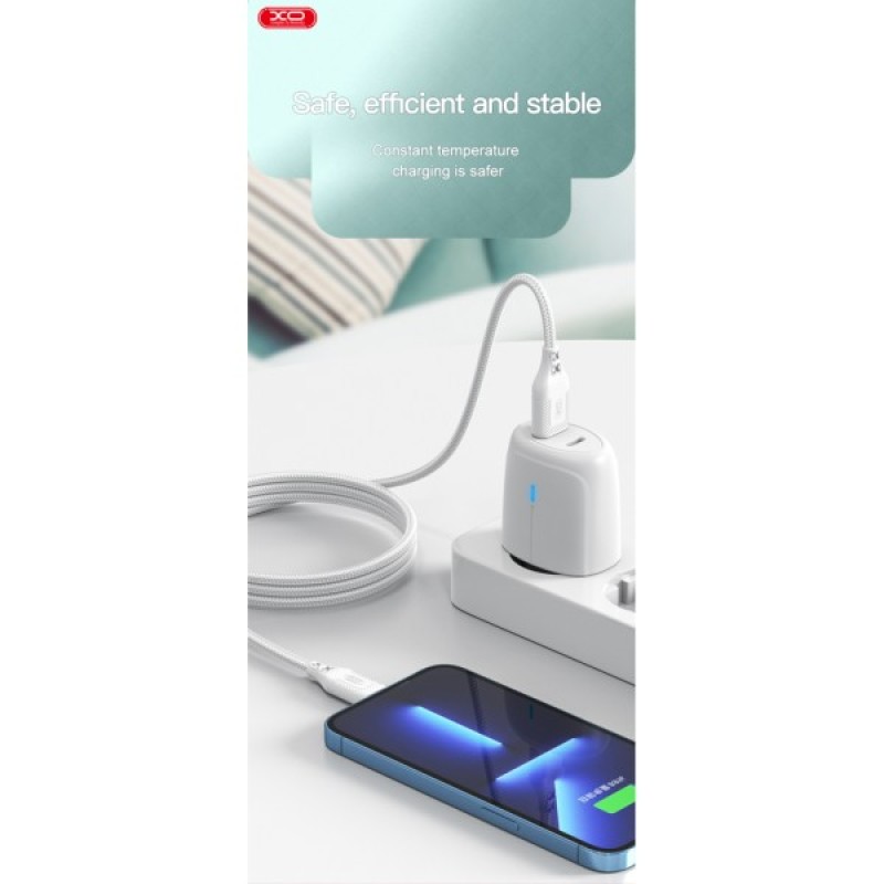 Дата кабель USB 2.0 AM to Lightning 1.0m braided Zebra XO (NB235_L_White)