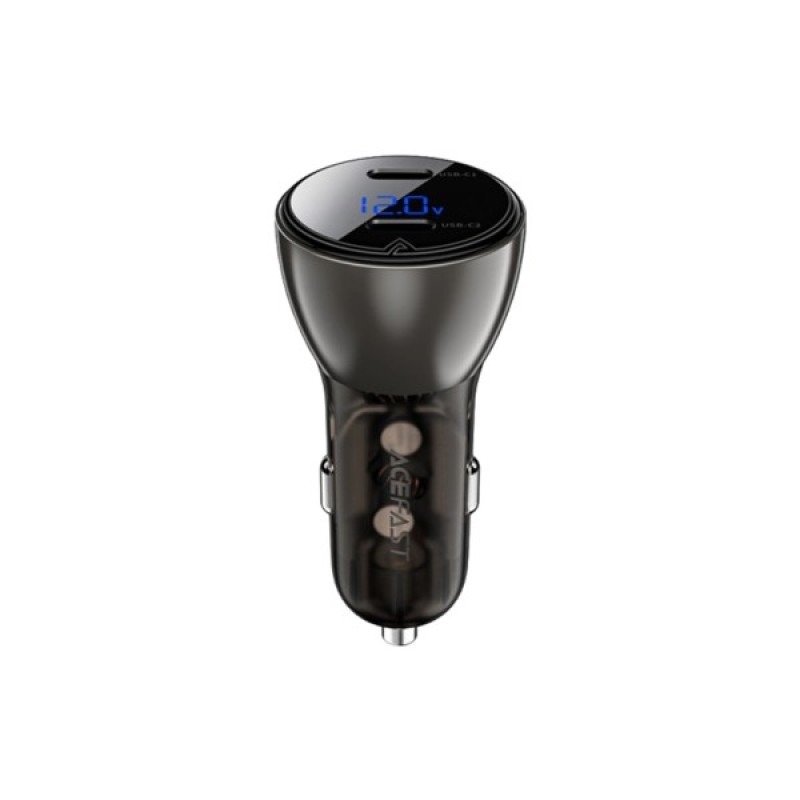 Зарядний пристрій Acefast B10 Car Charger 2xUSB-C 60W with digital display Metal Black (6974316282358)