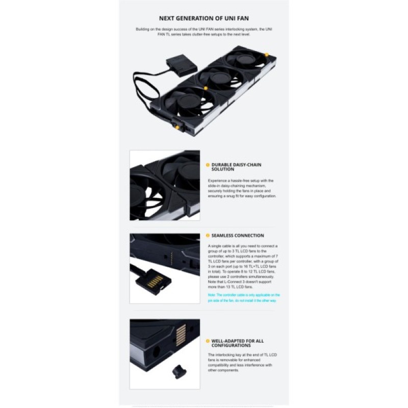 Кулер до корпусу Lian Li TL LCD 120-1, Black Cooler (G99.12TLLCD1B.00)