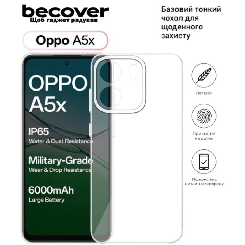 Чохол до мобільного телефона BeCover Silicone Oppo A5x 4G/5G Transparent (713789)