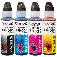 Чорнило Barva Canon PFI-050 100мл*4, Pigm., флакон OneKey, BK/C/M/Y (C050-1K-MP)