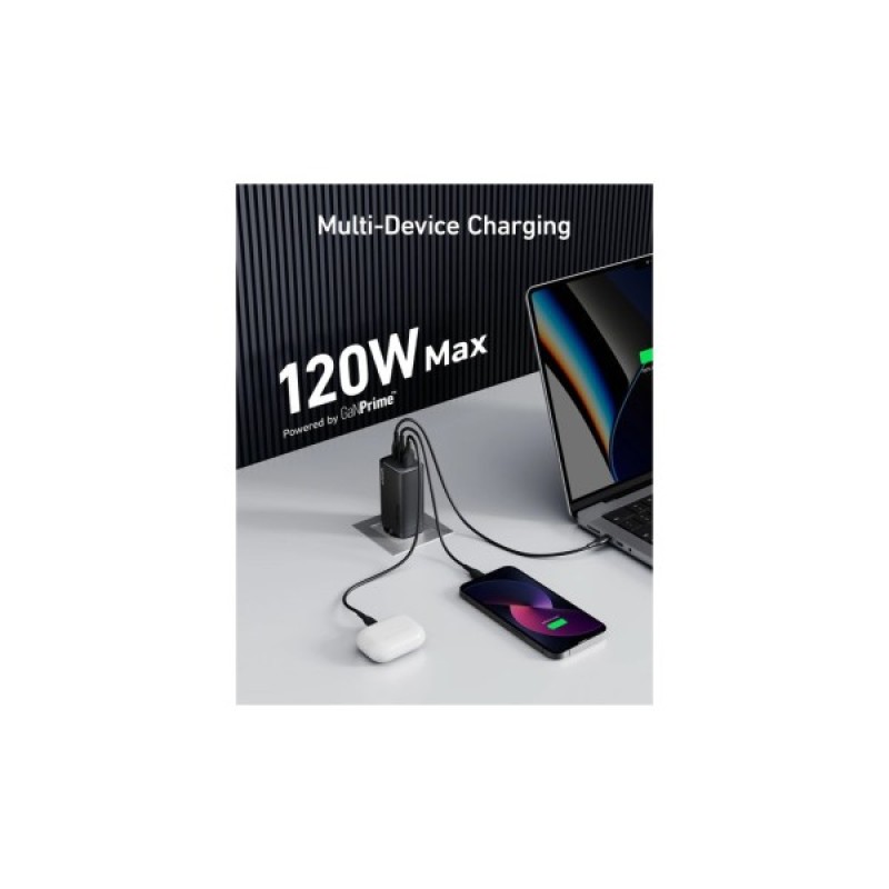 Зарядний пристрій Anker PowerPort 737 GaNPrime 120W 2xUSB-C PD + 1xUSB-A PIQ PPS/DPDS Black (A2148313)