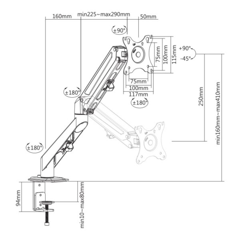 Кронштейн Brateck LDT25-C012