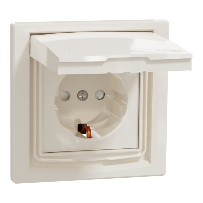 Розетка Schneider Electric ASFORA з кришкою IP44, крем (EPH3100323)