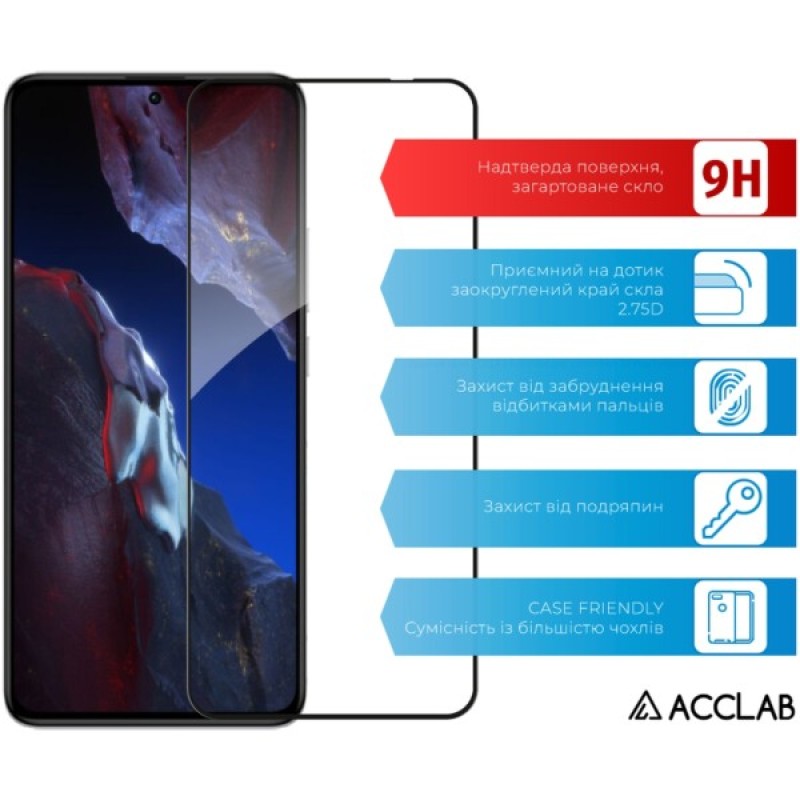 Скло захисне ACCLAB Full Glue Xiaomi PocoF5 Pro Black (1283126589959)