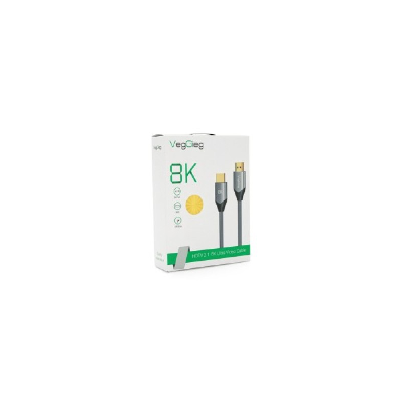 Кабель мультимедійний HDMI M to HDMI M 1.0m 8K silver VEGGIEG (YT-HDMI(M)/(M)V-H401/40356)