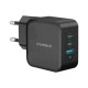 Зарядний пристрій Choetech 3xUSB 100W GaN (2хUSB-C+1хUSB-A) Wall Charger black (PD8005-V2-EU-BK)