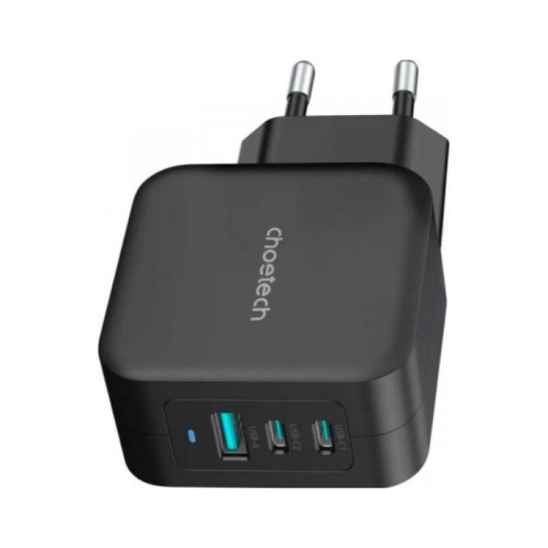 Зарядний пристрій Choetech 3xUSB 100W GaN (2хUSB-C+1хUSB-A) Wall Charger black (PD8005-V2-EU-BK)