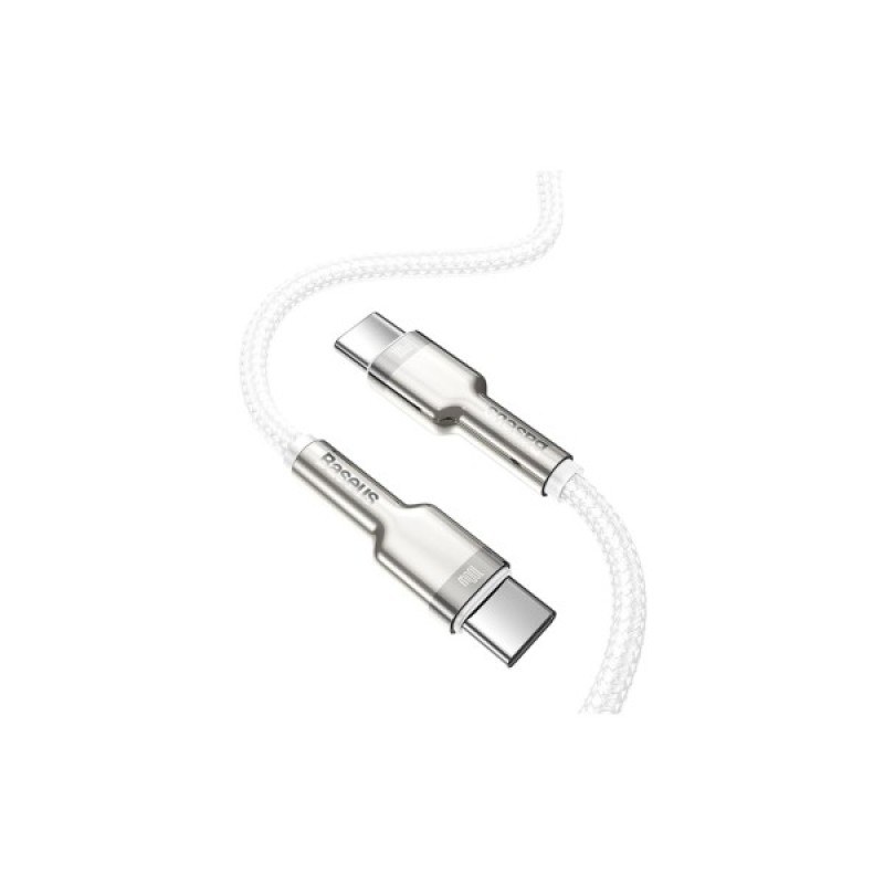 Дата кабель USB-C to USB-C 2.0 mCafule Metal PD 100W white Baseus (CATJK-D02)