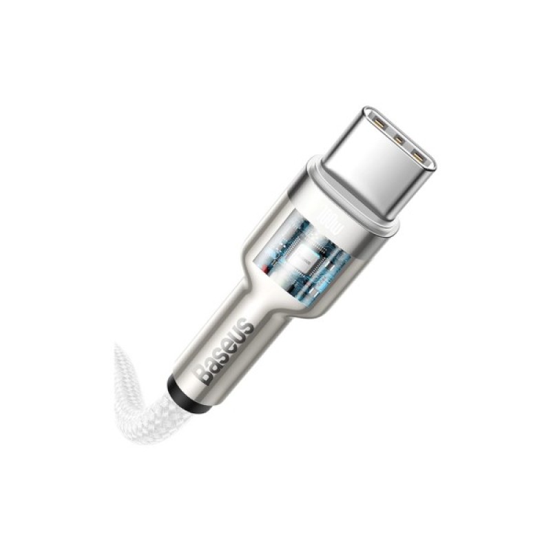 Дата кабель USB-C to USB-C 2.0 mCafule Metal PD 100W white Baseus (CATJK-D02)