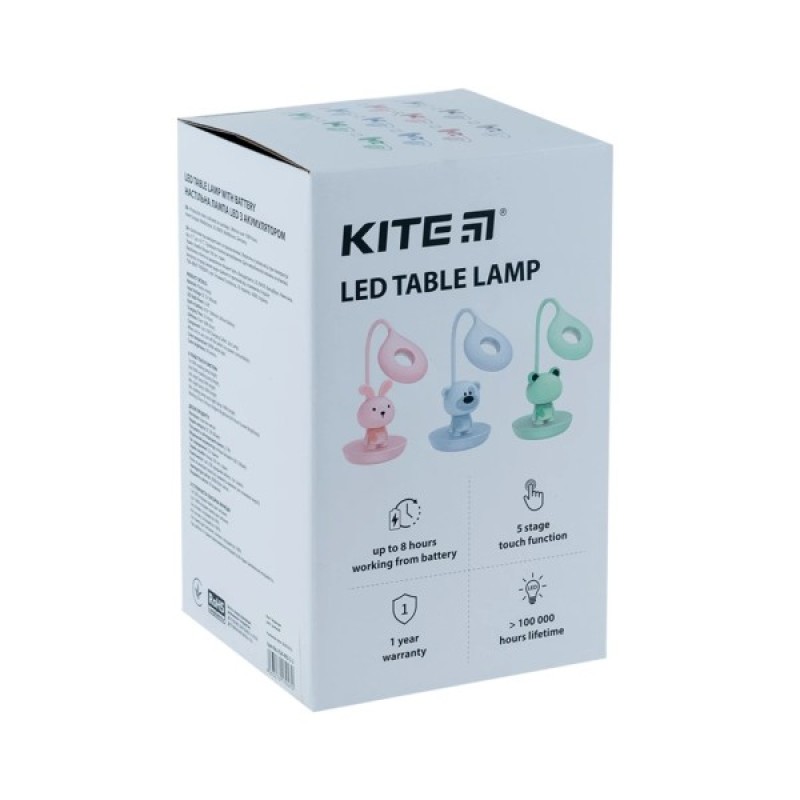 Настільна лампа Kite Froggy LED з акумулятором, рожева (K24-492-3-2)