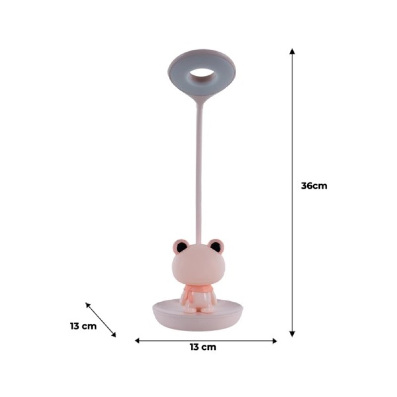 Настільна лампа Kite Froggy LED з акумулятором, рожева (K24-492-3-2)
