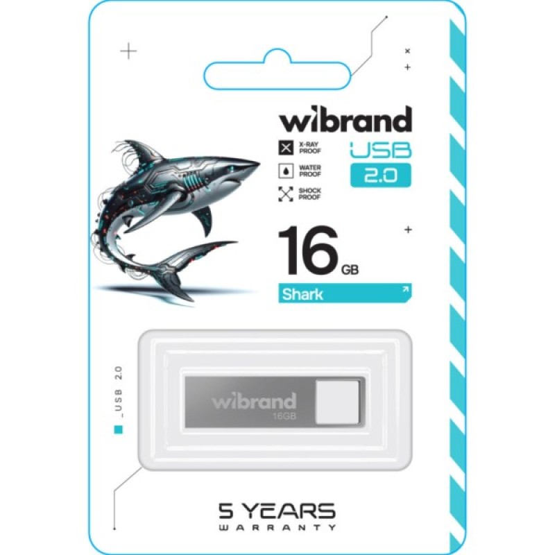 USB флеш накопичувач Wibrand 16GB Shark Silver USB 2.0 (WI2.0/SH16U4S)
