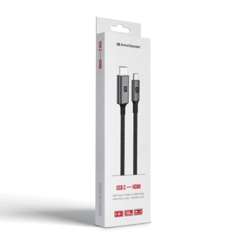 Кабель мультимедійний USB-C to HDMI 2.0m 4K60Hz black Armorstandart (ARM76891)