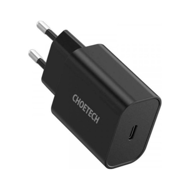 Зарядний пристрій Choetech 1xUSB 20W (1 USB-C) PD matte wall charger black (Q5004-EU-BK)