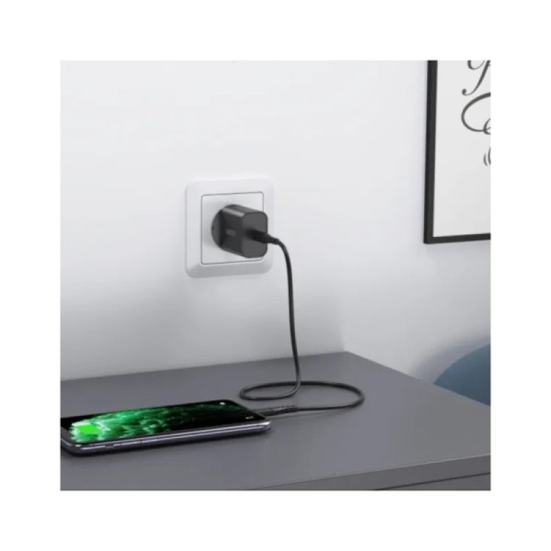 Зарядний пристрій Choetech 1xUSB 20W (1 USB-C) PD matte wall charger black (Q5004-EU-BK)