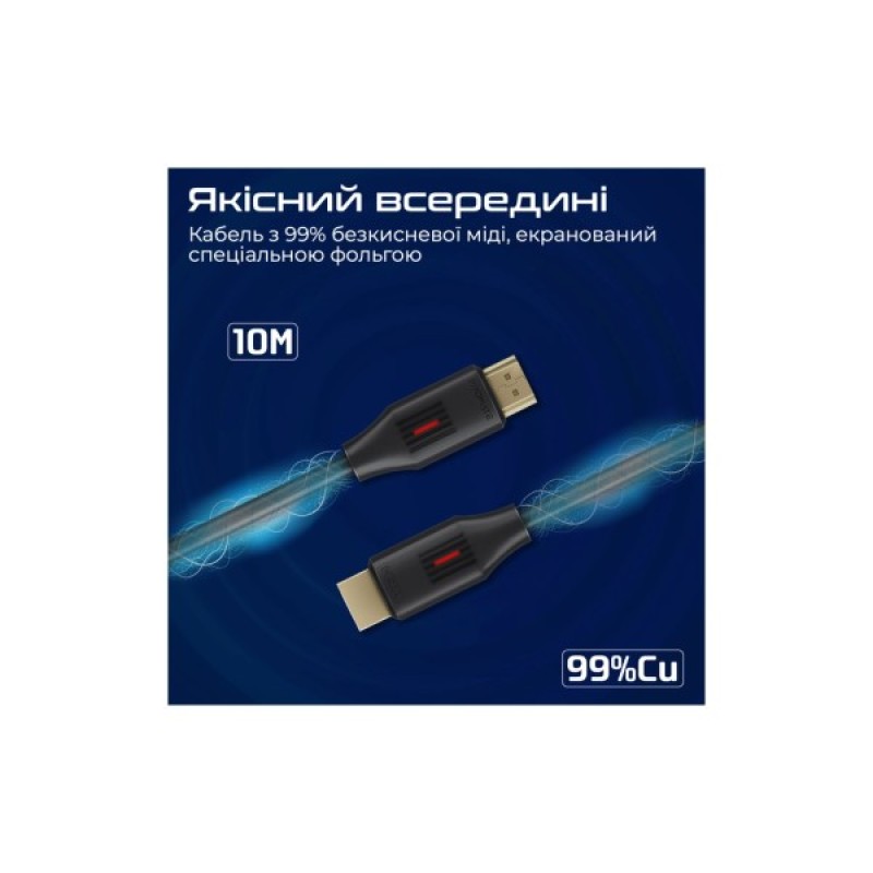 Кабель мультимедійний HDMI to HDMI 10.0m v2.0 black Promate (prolink4k60-10m)