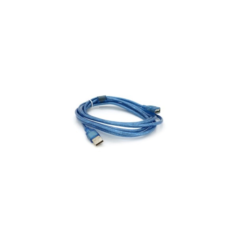 Дата кабель USB 2.0 AM/AF 3.0m ferrite transparent blue Voltronic (YT-AM/AF-3.0TBL)