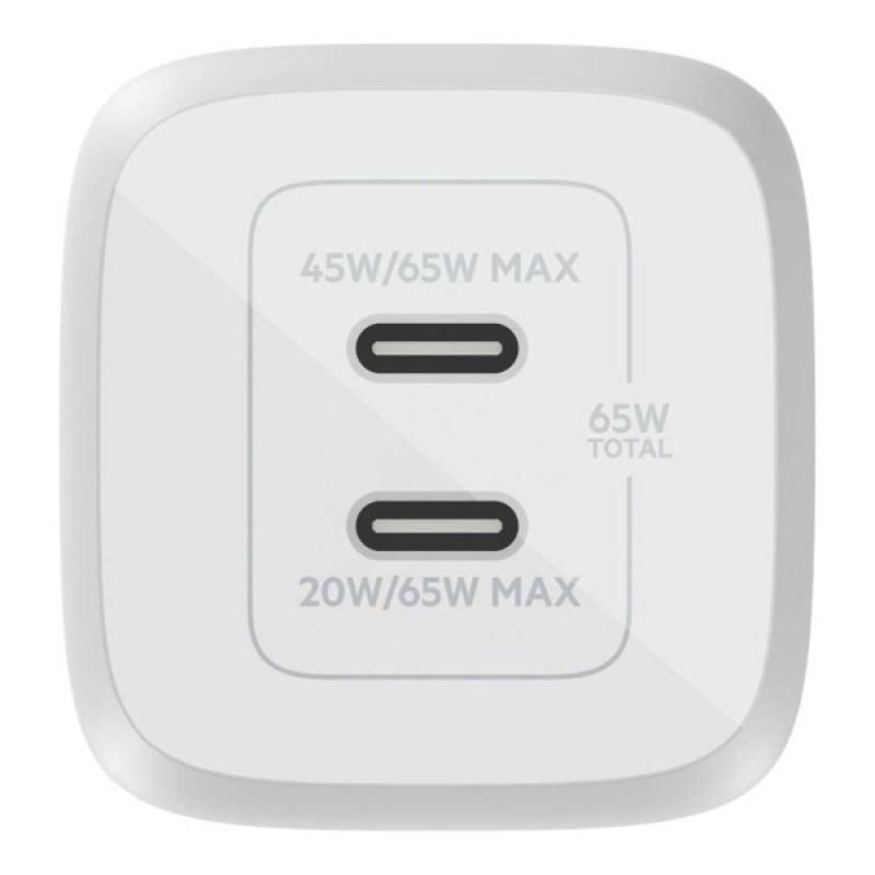 Зарядний пристрій Belkin 65W 2хUSB-С GAN PD PPS white (WCH013VFWH)