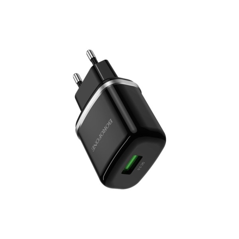 Зарядний пристрій BOROFONE BA36A High Speed USB QC3.0 + cable USB to Micro 5P 18W Black (6931474715982)
