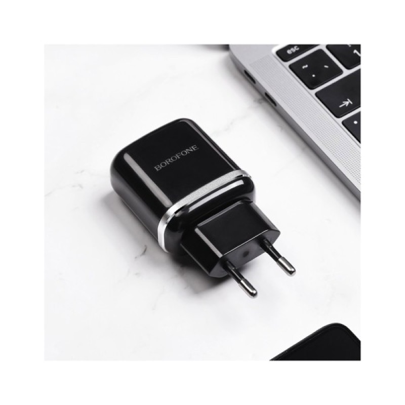 Зарядний пристрій BOROFONE BA36A High Speed USB QC3.0 + cable USB to Micro 5P 18W Black (6931474715982)