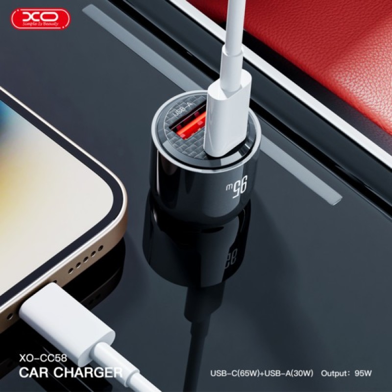 Зарядний пристрій XO CC58 USB-C PD65W + USB-A 30W Gray (CC58_Tarnish)