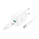Зарядний пристрій HOCO C140A Smart USB QC3.0 + cable USB to USB-C White (6942007627832)