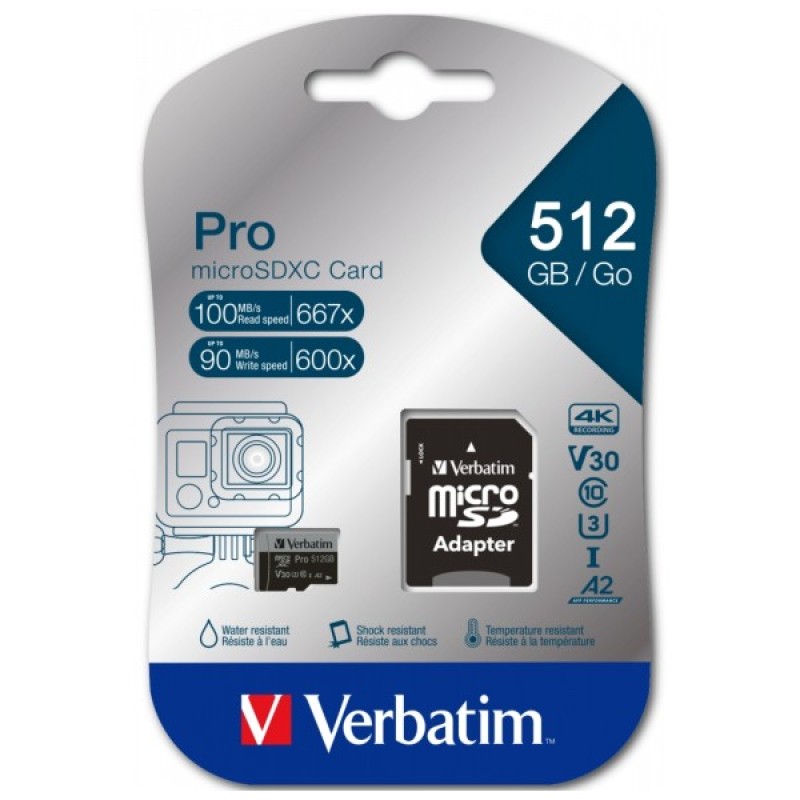 Карта пам'яті Verbatim 512GB microSDXC class 10 UHS-III PRO (47046)