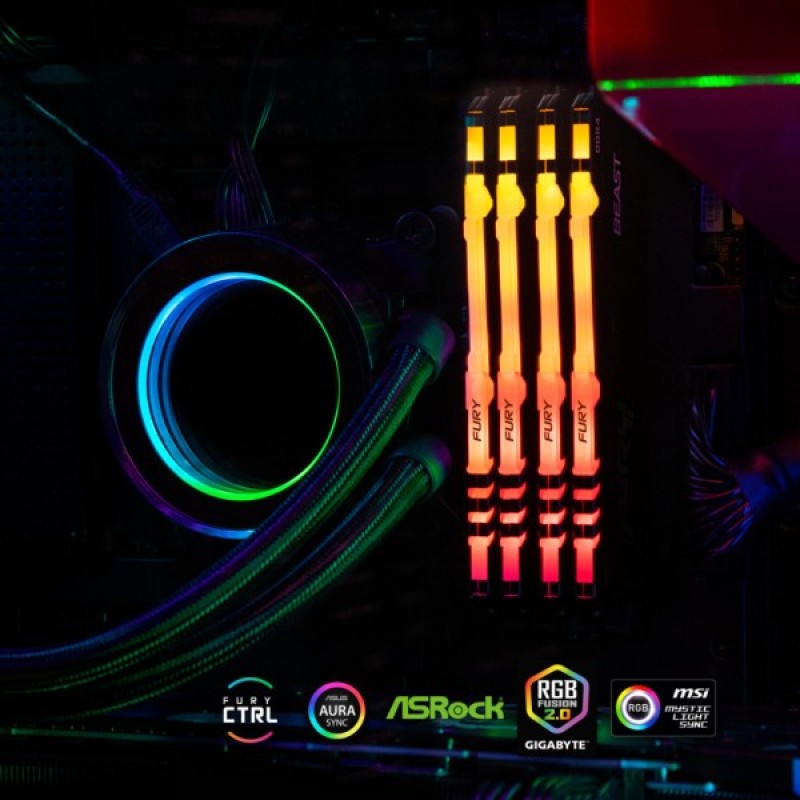 Модуль пам'яті для комп'ютера DDR4 8GB 3600 MHz Fury Beast RGB Kingston Fury (ex.HyperX) (KF436C17BBA/8)