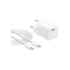 Зарядний пристрій Baseus GaN5 Fast Charger USB-C 25W + Cable Type-C 100W white (P10110909213-01)