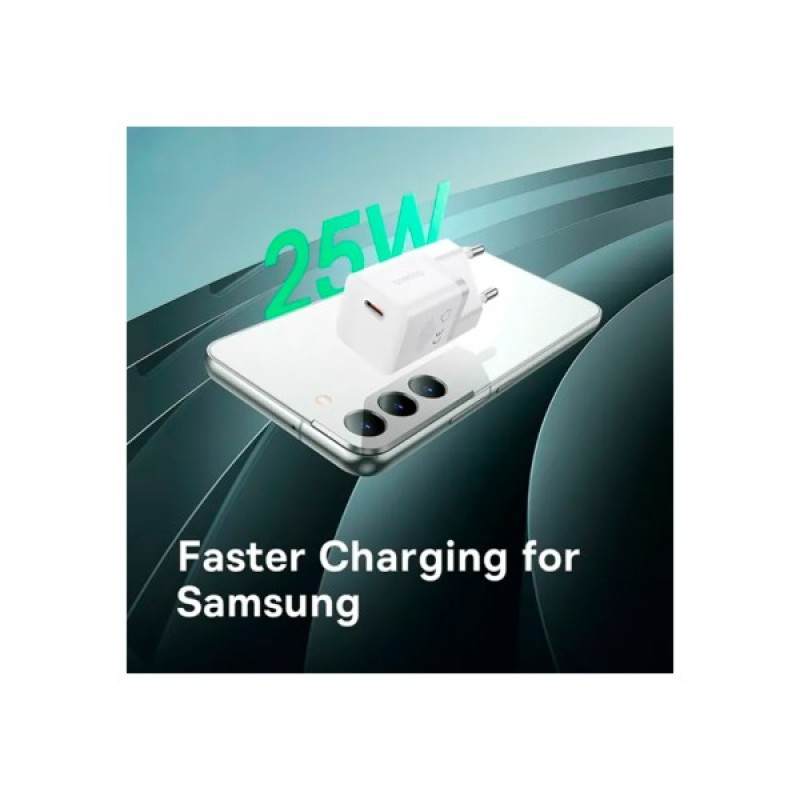Зарядний пристрій Baseus GaN5 Fast Charger USB-C 25W + Cable Type-C 100W white (P10110909213-01)