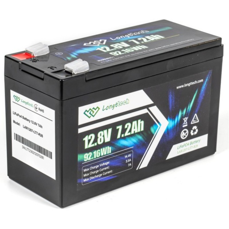 Батарея LiFePo4 Longttech LiFePO4 12.8V - 7.2Ah (LAR1207-LT7-R26)