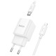 Зарядний пристрій HOCO C147A Charm 1xUSB-C PD20W + 1xUSB QC3.0 + cable USB-C to Lightning White (6942007630283)