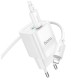 Зарядний пристрій HOCO C147A Charm 1xUSB-C PD20W + 1xUSB QC3.0 + cable USB-C to Lightning White (6942007630283)