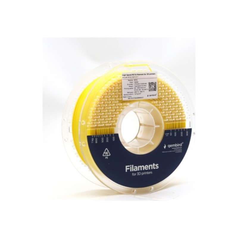 Пластик для 3D-принтера Gembird PETG High Speed, 1.75 мм, 1 кг, yellow (3DP-PETG1.75HY-01-Y)