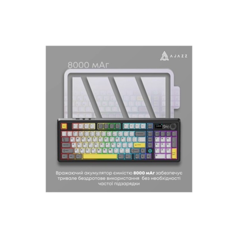 Клавіатура Ajazz AK980 Clear Sky Switch RGB Wireless/Bluetooth/USB Black (AK980-CS-BGY)