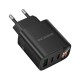Зарядний пристрій BOROFONE BA98A 2xUSB-C PD30W + 1xUSB 18W digital display black (6941991120510)