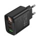 Зарядний пристрій BOROFONE BA98A 2xUSB-C PD30W + 1xUSB 18W digital display black (6941991120510)