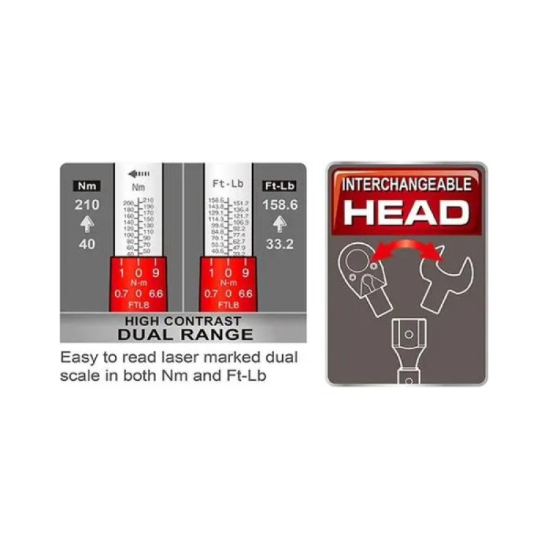 Ключ Toptul динамометричний 1/2" 8шт. 20-110Nm (GAAI0802)