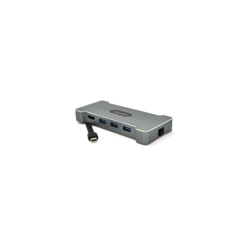 Концентратор VEGGIEG USB-C 5-in-1 USB-C + 3xUSB 3.0 + HDMI + RJ45 silver (TC06)