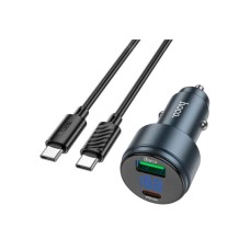 Зарядний пристрій HOCO HOCO Z57B Glorious 63W dual-port display USB-C PD45W + USB QC3.0 + cable USB-C Metal Gray (6942007633185)