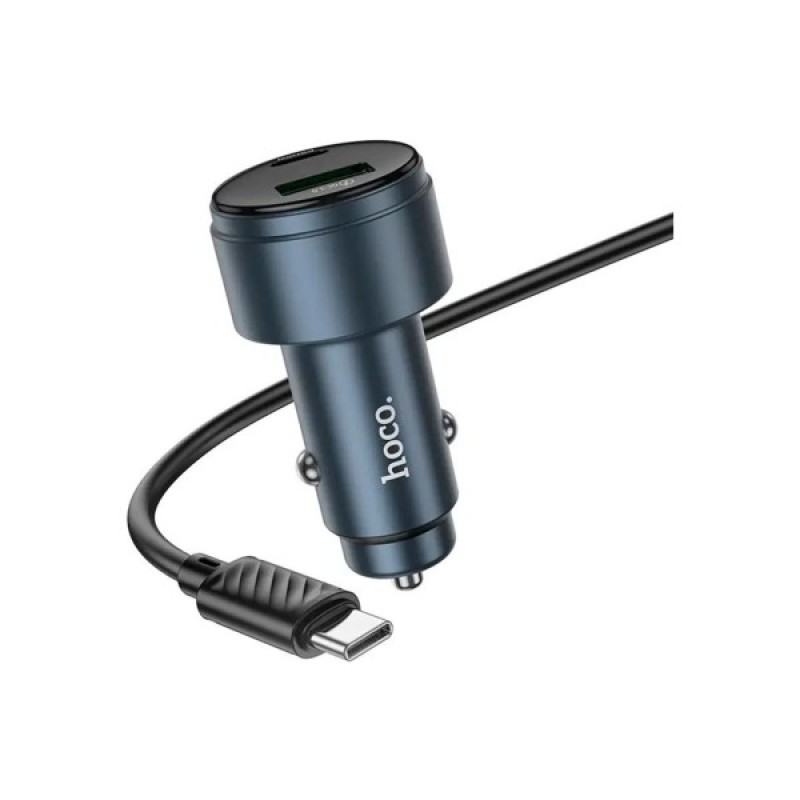 Зарядний пристрій HOCO HOCO Z57B Glorious 63W dual-port display USB-C PD45W + USB QC3.0 + cable USB-C Metal Gray (6942007633185)