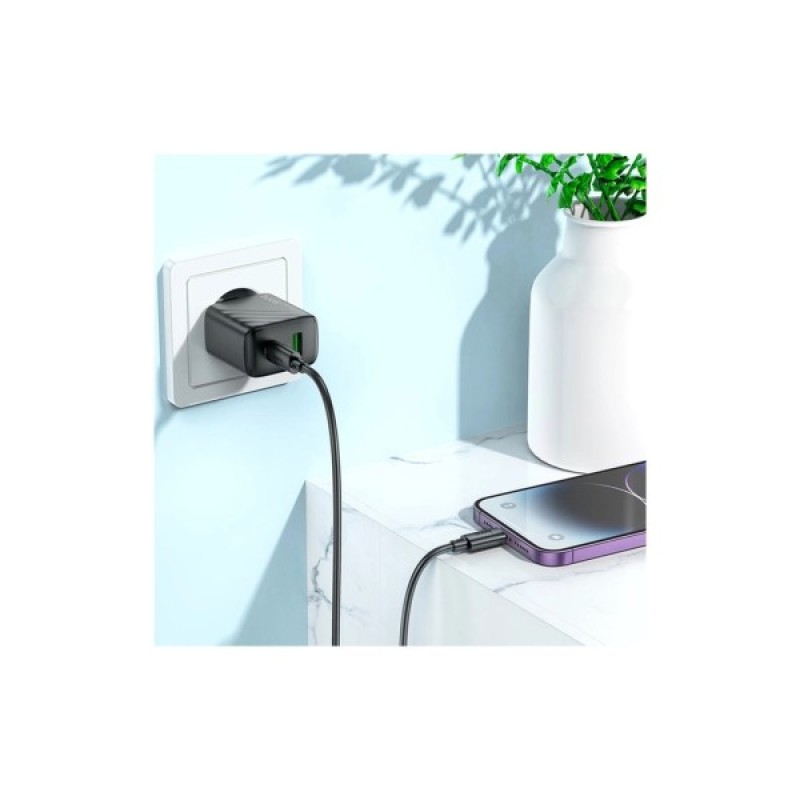 Зарядний пристрій HOCO CS23A USB-C PD30W + 1xUSB QC3.0 + cable USB-C to Lightning black (6942007609951)