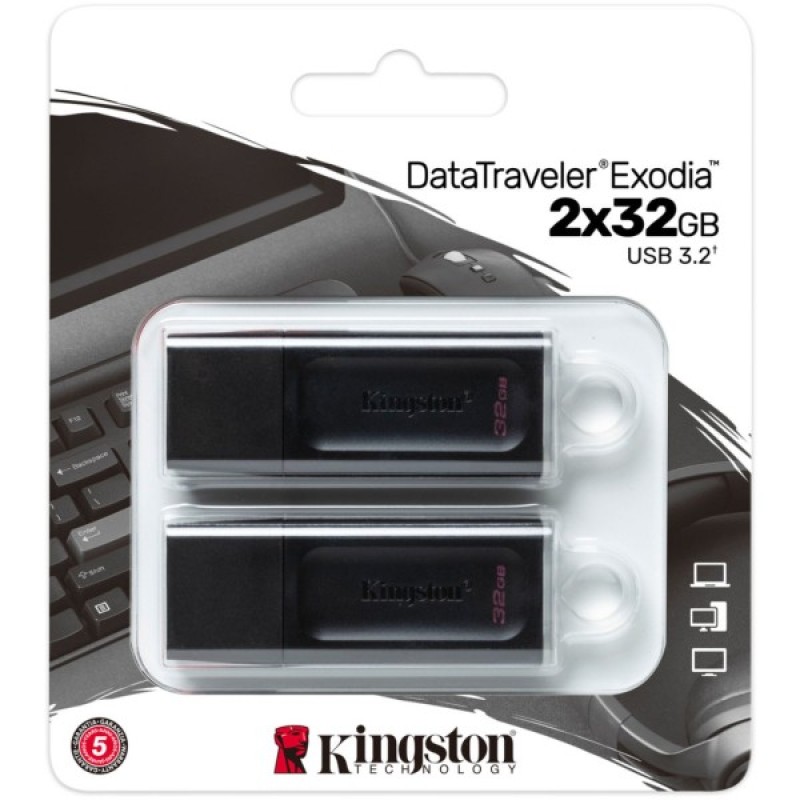 USB флеш накопичувач Kingston 2x32GB DataTraveler Exodia Black/White 2 Pieces USB 3.2 (DTX/32GB-2P)