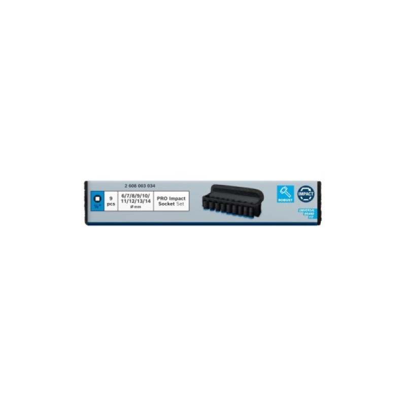 Набір головок Bosch Professional ударних торцевих Standart 9шт, 1/4", 25мм (2.608.003.034)