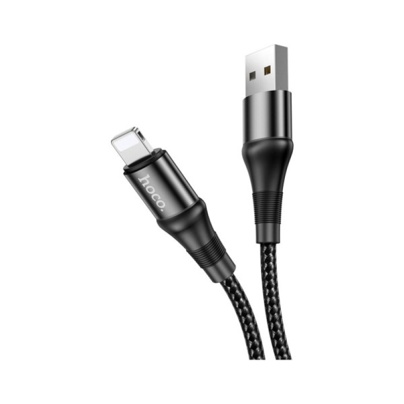 Дата кабель USB 2.0 AM to Lightning 1.0m 2.4A nylon X50 black HOCO (6931474734198)