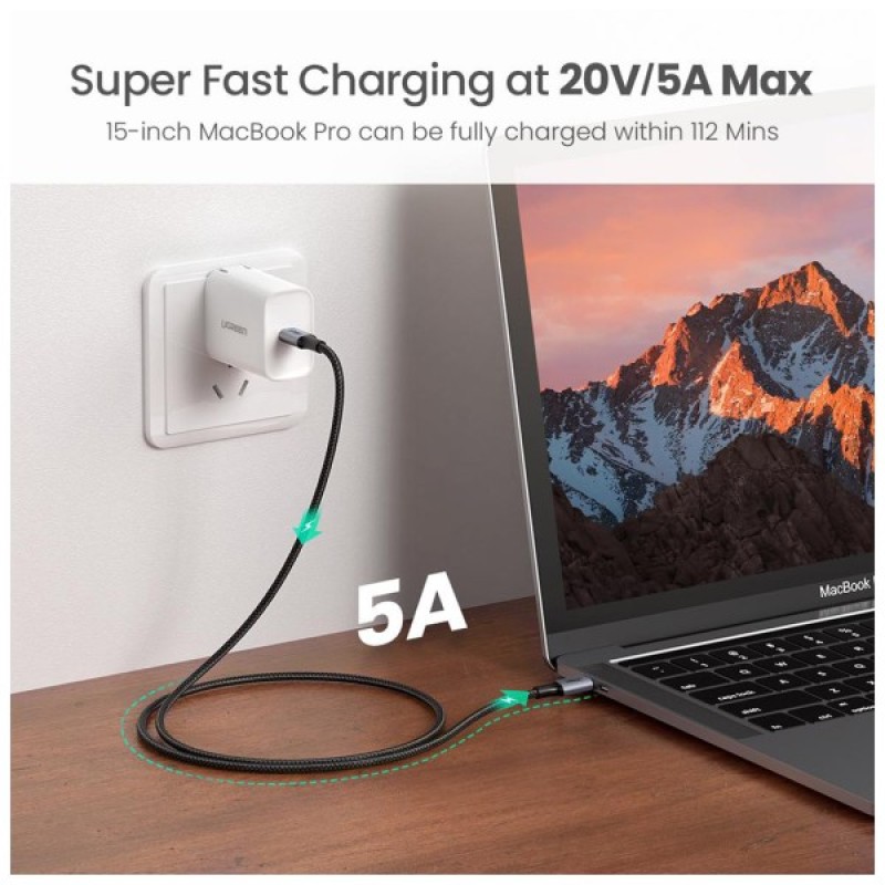 Дата кабель USB-C to USB-C 1.5m US316 100W Space Gray Ugreen (UGR-70428)