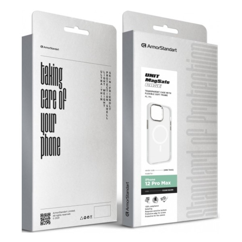 Чохол до мобільного телефона Armorstandart Unit MagSafe Apple iPhone 12 Pro Max Matte Clear Silver (ARM70443)
