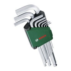 Ключ Bosch шестигранний, набір 9шт, кулястий наконечник, 1.5-10мм, CrV (1.600.A03.2V1)