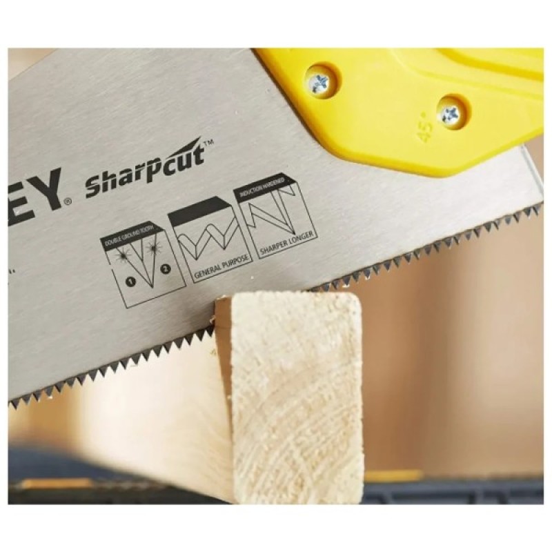 Ножівка Stanley SHARPCUT із загартованими зубами, L=380мм, 7 tpi. (STHT20366-1)